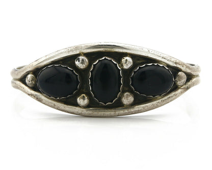 Navajo Cuff Bracelet .925 Silver Onyx Native American C.80's