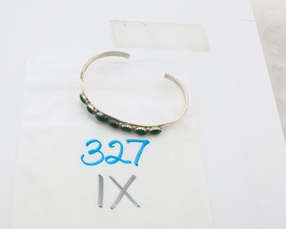 Navajo Cuff Bracelet Sterling Silver Natural Malachite Vintage Signed AL