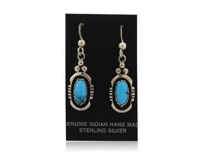 Navajo Dangle Earrings 925 Silver Sleeping Beauty Native Artist C80s