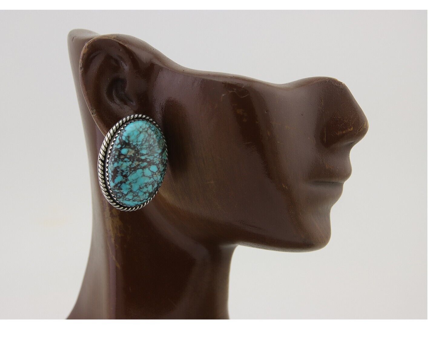 Navajo Earrings 925 Silver Blue Diamond Turquoise Signed Running Bear C.80's