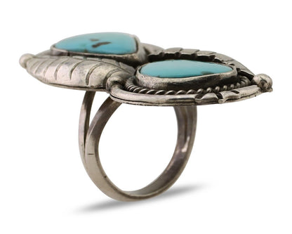 Navajo Handmade Ring 925 Silver Natural Tuquoise Native American Artist C.80's