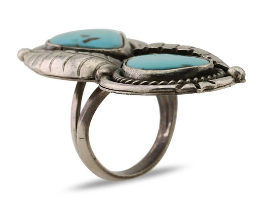 Navajo Handmade Ring 925 Silver Natural Tuquoise Native American Artist C.80's