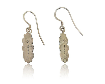 Navajo Hand Stamped Earrings 925 Silver Natural Turquoise Native Artist C.80's