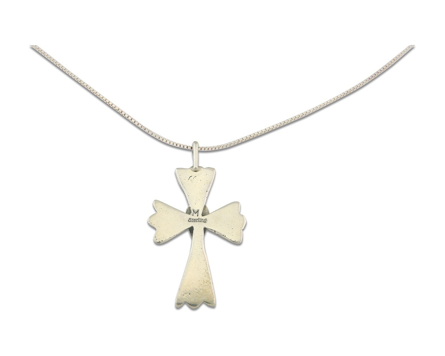 Navajo Cross Necklace Sterling Silver Authentic Natural Gemstones Signed M