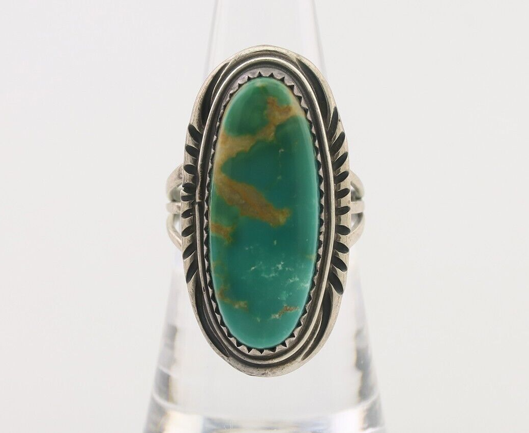 Navajo Ring 925 Silver Natural Blue Turquoise Artist Signed USA C.80's