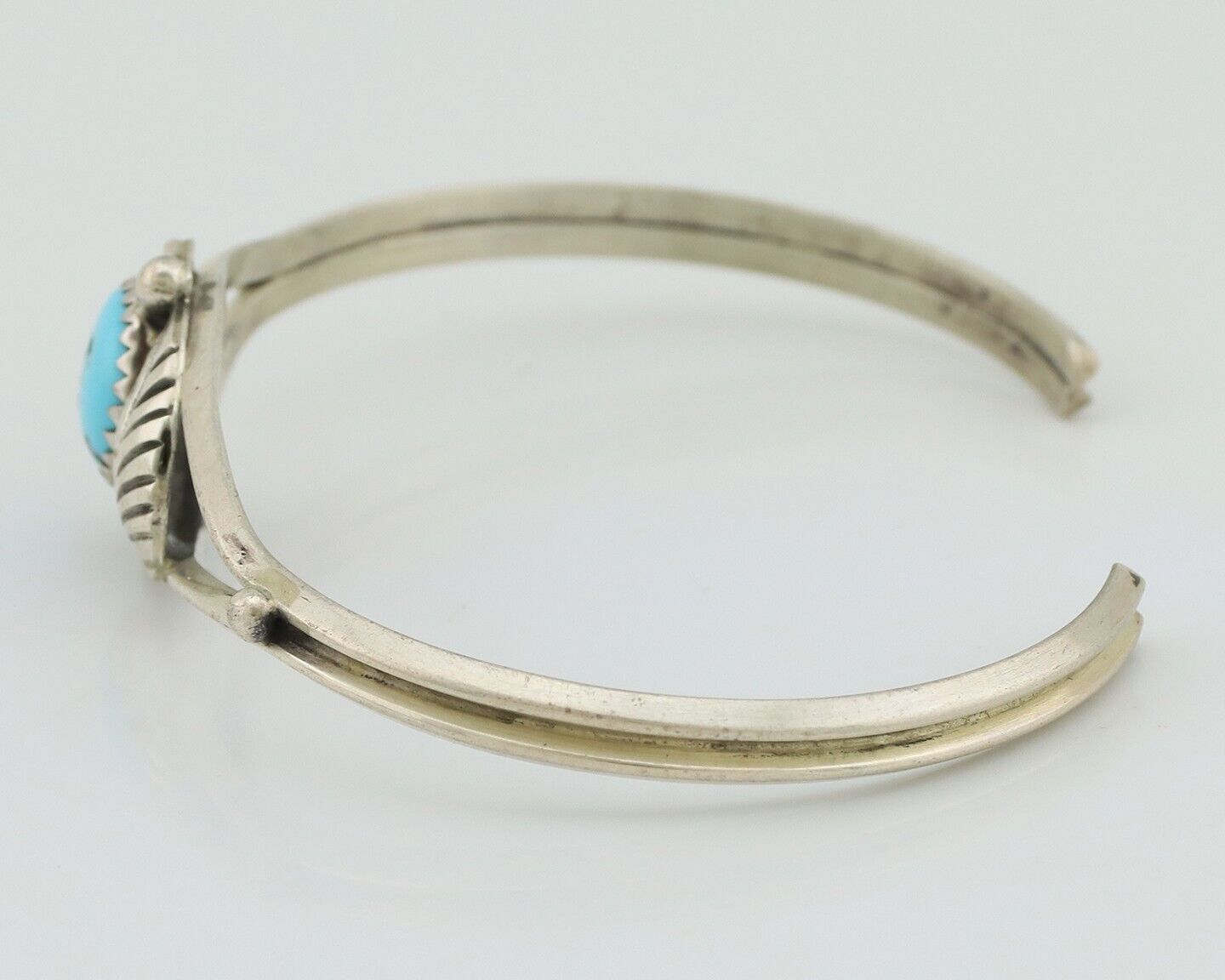 Navajo Bracelet 925 Silver Sleeping Beauty Turquoise Native American Artist C80s