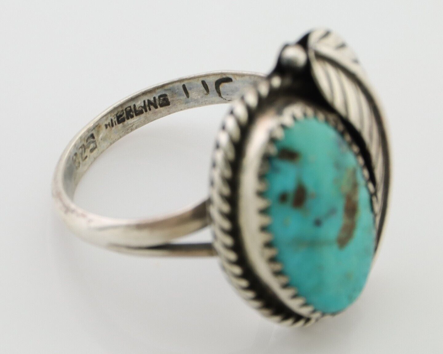 Navajo Handmade Ring 925 Silver Natural Turquoise Artist Signed IJC C.80's