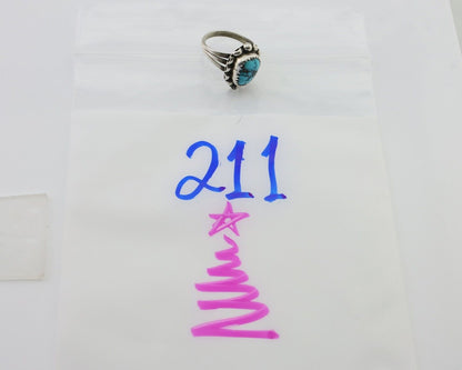 Navajo Ring 925 Silver Sleeping Beauty Turquoise Artist Signed SC C.80's