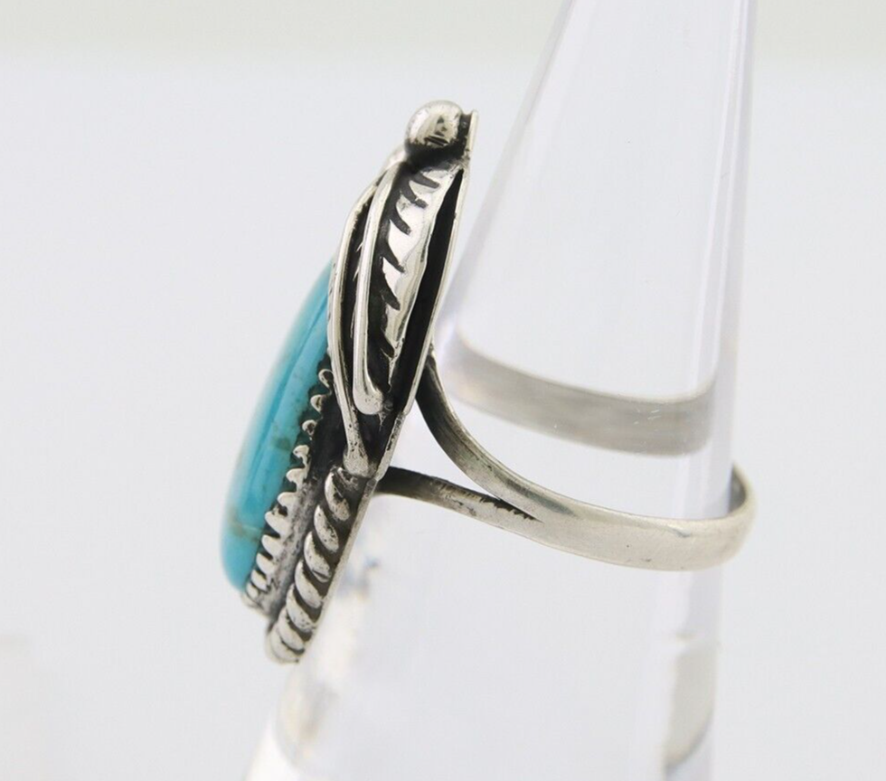 Navajo Handmade Ring 925 Silver Natural Turquoise Native Artist C.80's