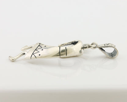 Navajo Kokopelli Pendant 925 Sterling Silver Artist Signed Masha C.80's