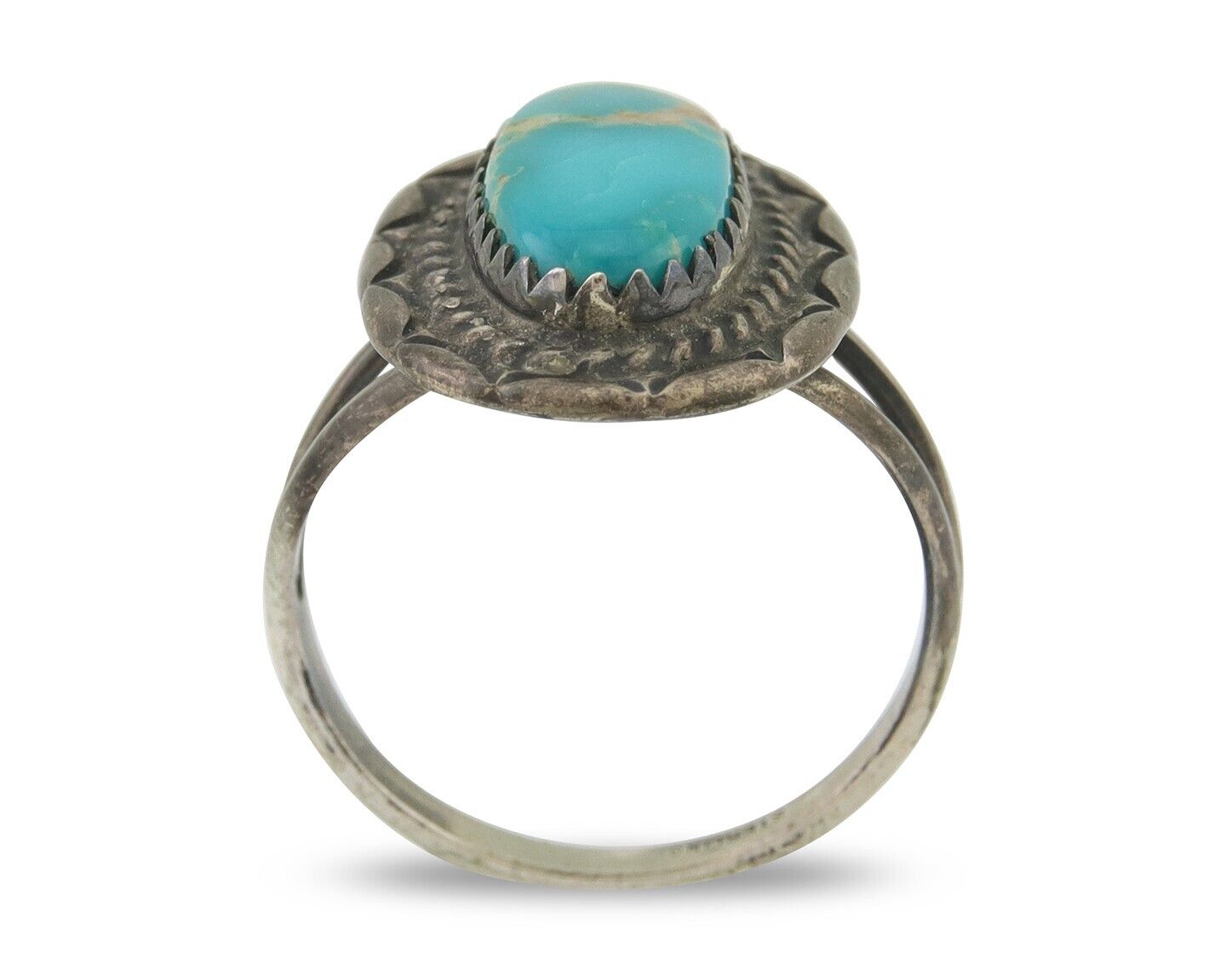 Navajo Handmade Ring 925 Silver Natural Turquoise Native Artist C.80's