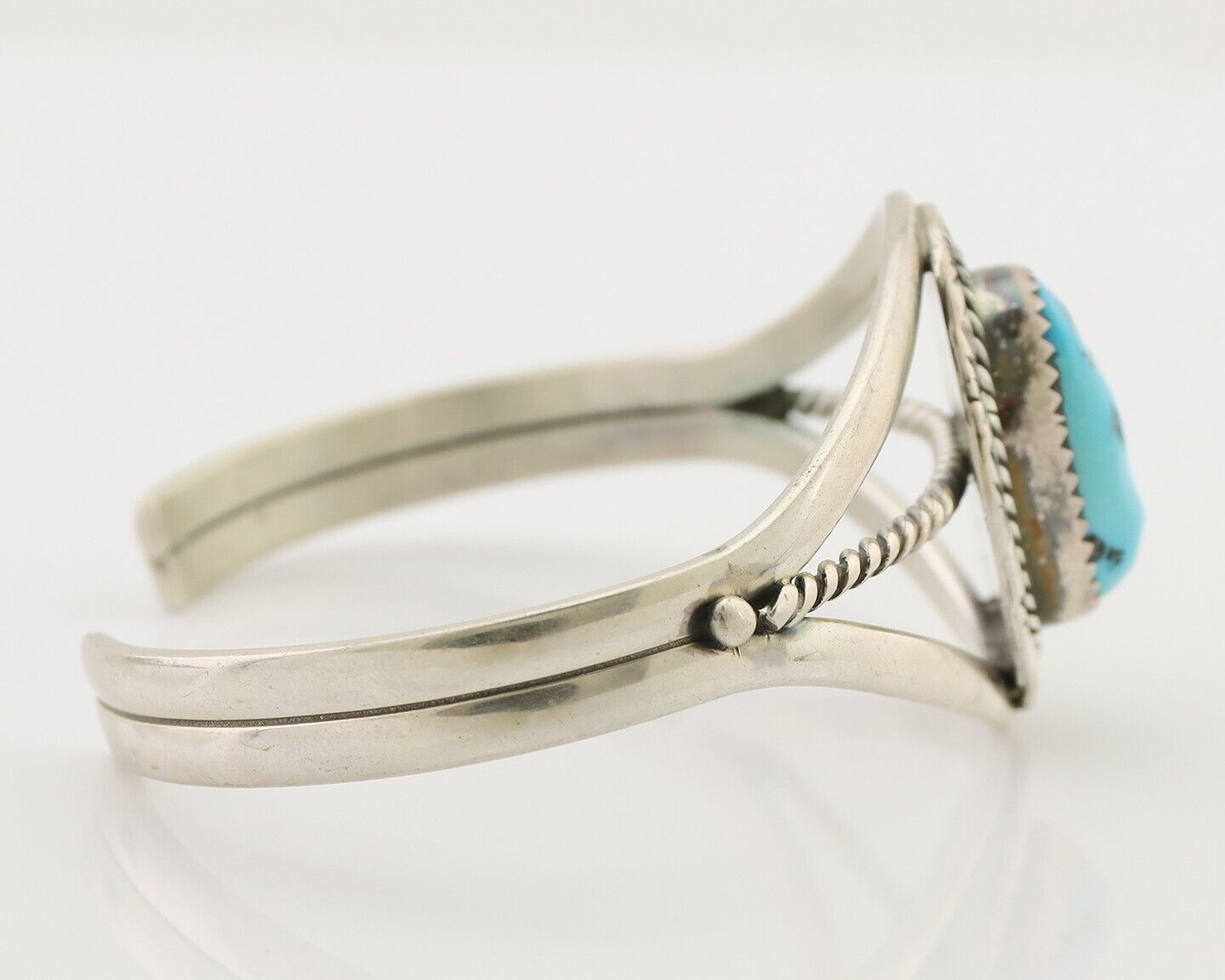 Navajo Cuff Bracelet 925 Silver Natural Blue Turquoise Native American C.80's