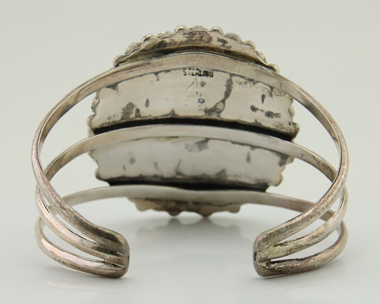 Navajo Bracelet 925 Silver Blue Turquoise Native American Artist C.80's