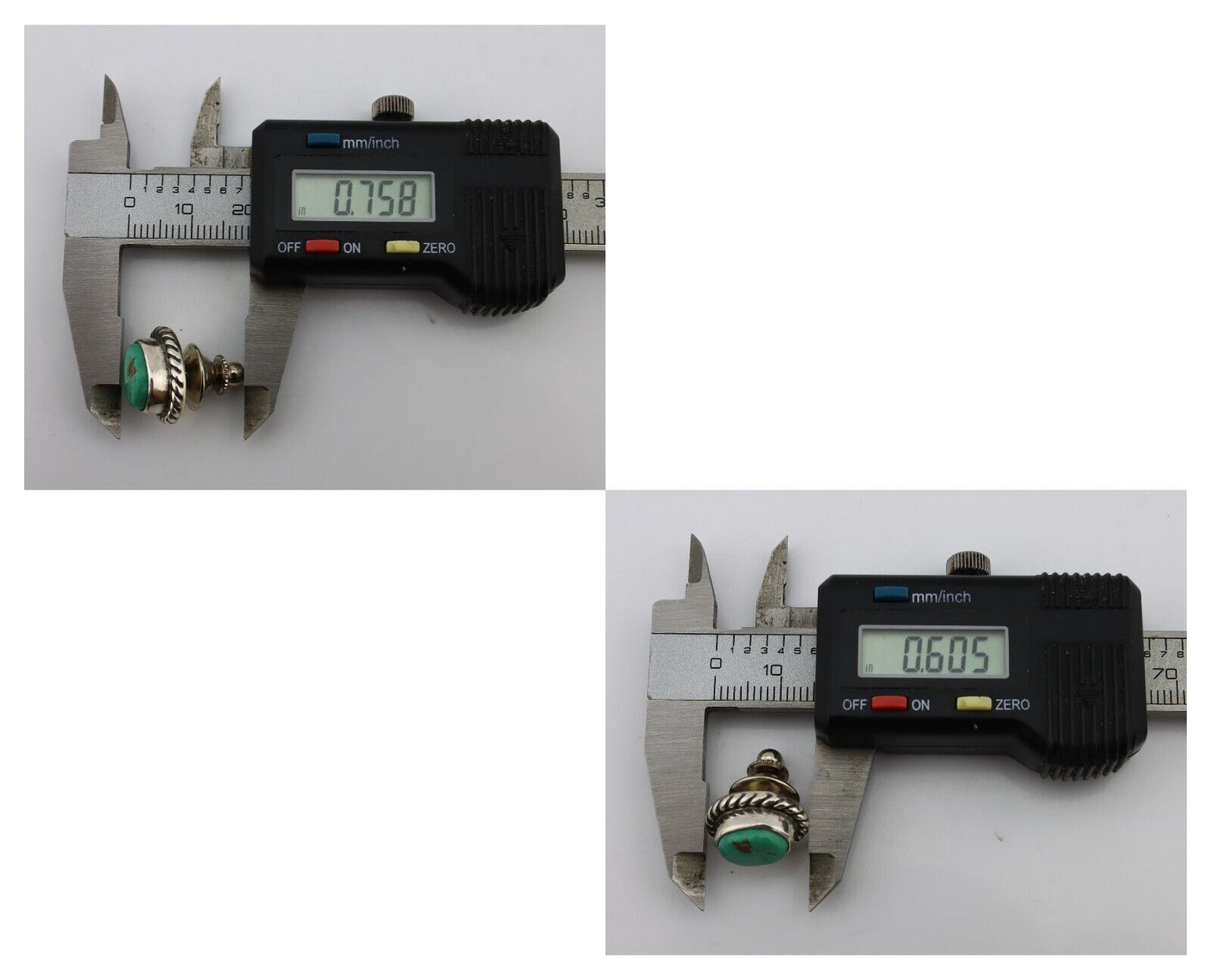 Navajo Tie Tack 925 Silver Natural Mined Turquoise Native American Artist C.80's