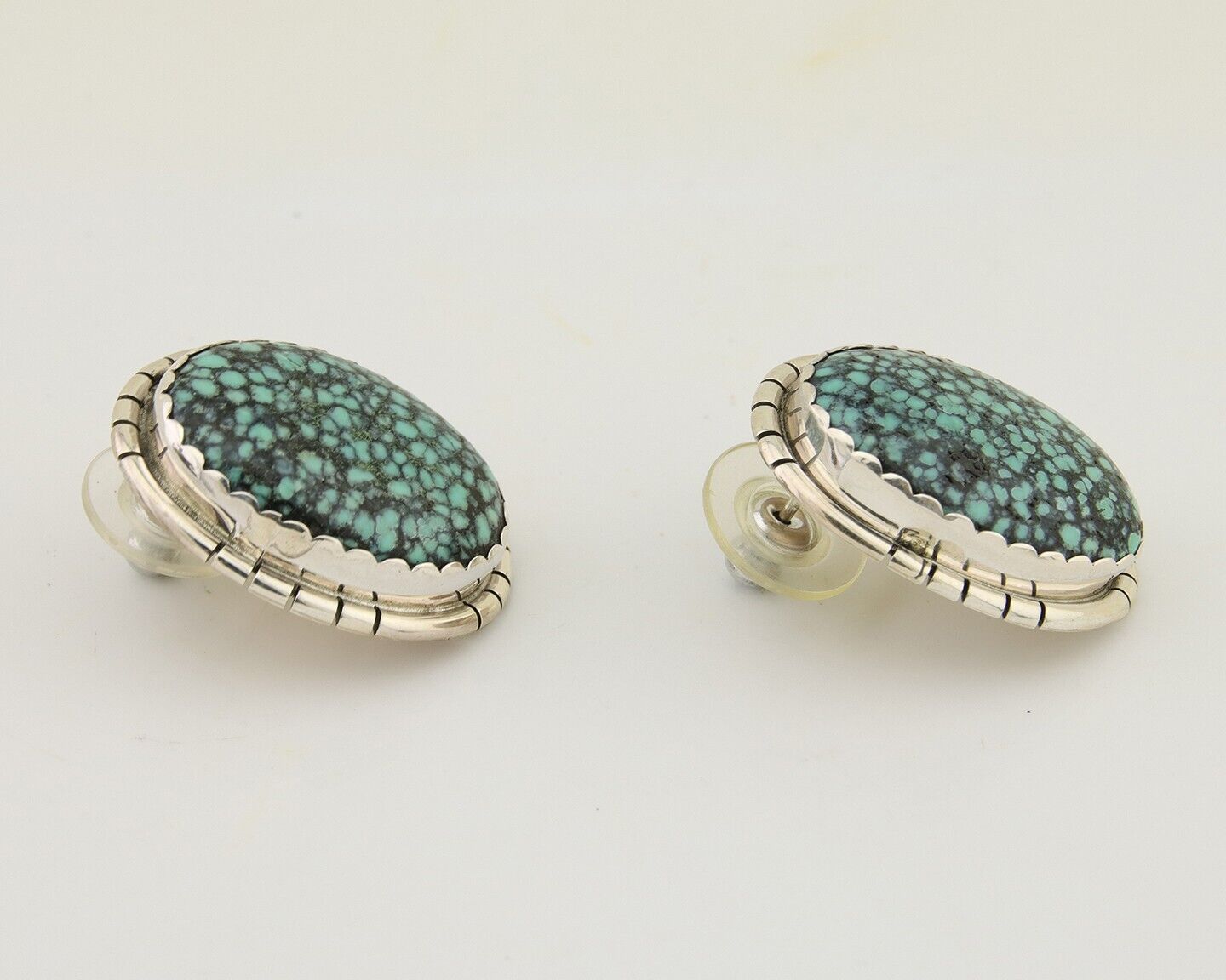 Navajo Earrings 925 Silver Mine 8 Turquoise Native American Artist C.80's