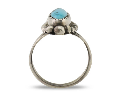 Navajo Ring 925 Silver Sleeping Beauty Turquoise Artist Signed SC C.80's