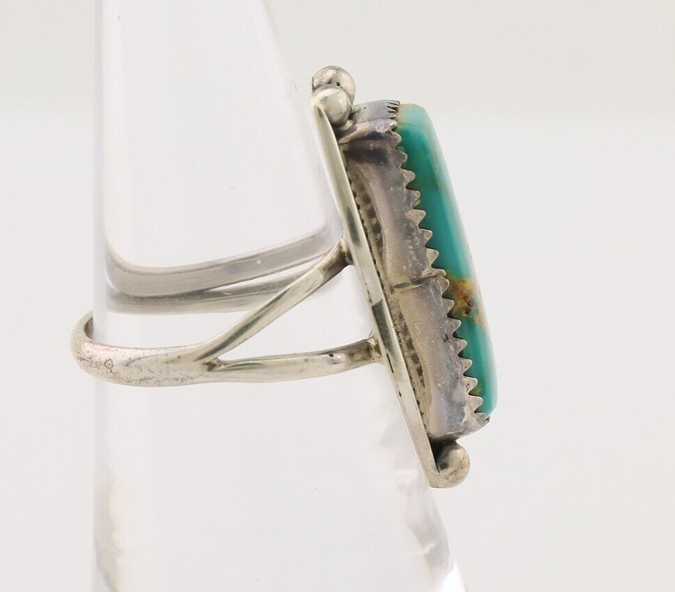 Navajo Ring 925 Silver Natural Blue Turquoise Artist Signed Doug Zachary C.80's
