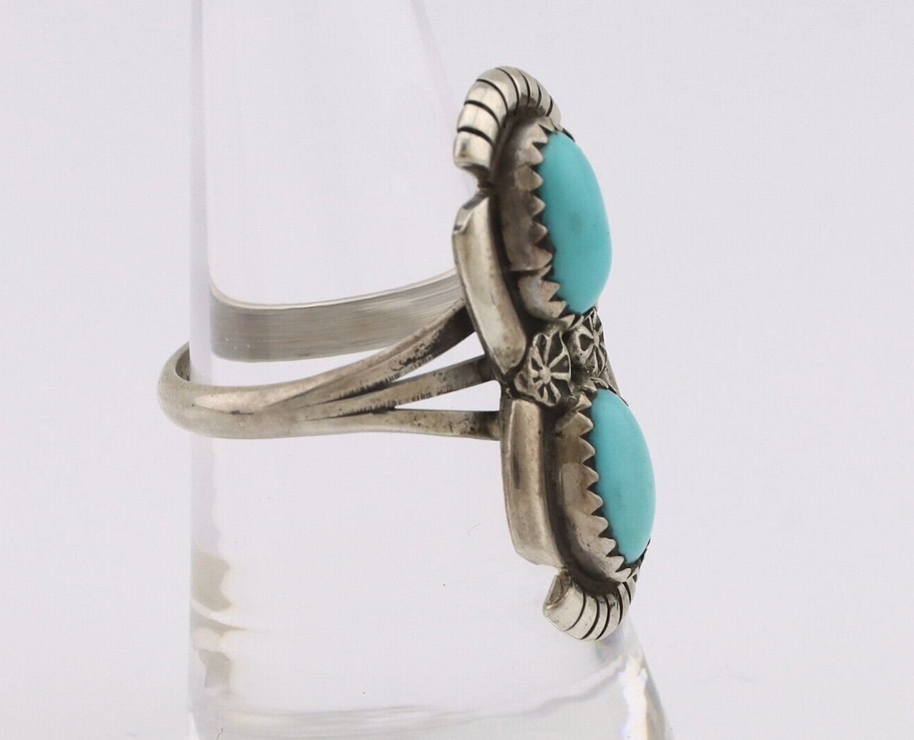 Navajo Ring 925 Silver Natural Blue Turquoise Native American Artist C.80's