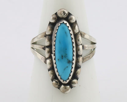 Navajo Ring .925 Silver Sleeping Beauty Turquoise Signed SkyStone Creations C80s