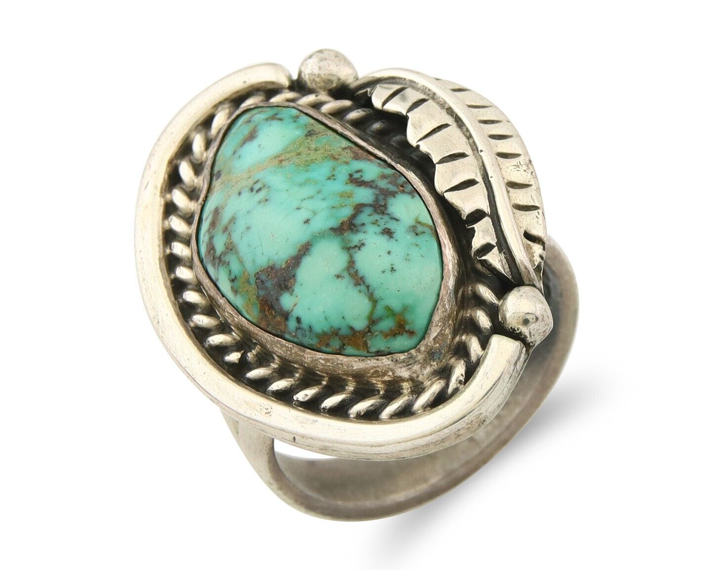 Mexican Handmade Ring 925 Sterling Natural Mined Turquoise C.80's Size 8