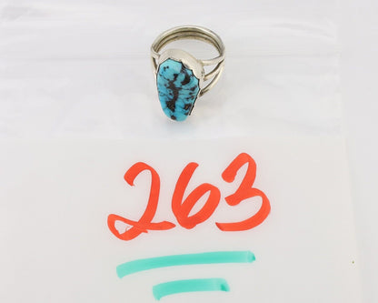 Navajo Ring 925 Silver Natural Blue Turquoise Signed Tony Guerro C.80's