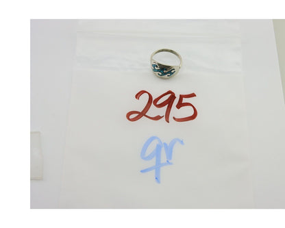 Navajo Wave Ring 925 Silver Turquoise Native Artist C.80's