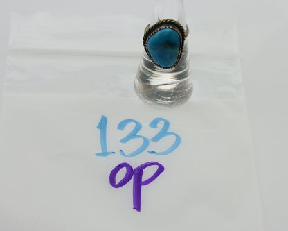 Navajo Ring 925 Silver Blue Turquoise Native American Artist C.80's