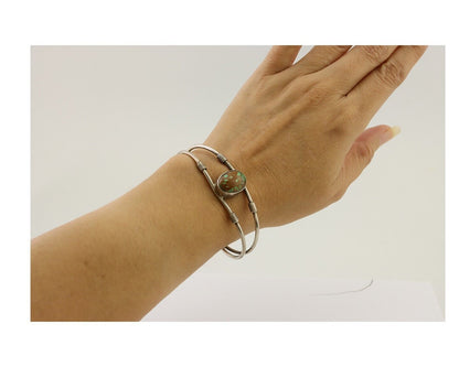 Navajo Bracelet 925 Silver Natural Green Turquoise Native American C80s