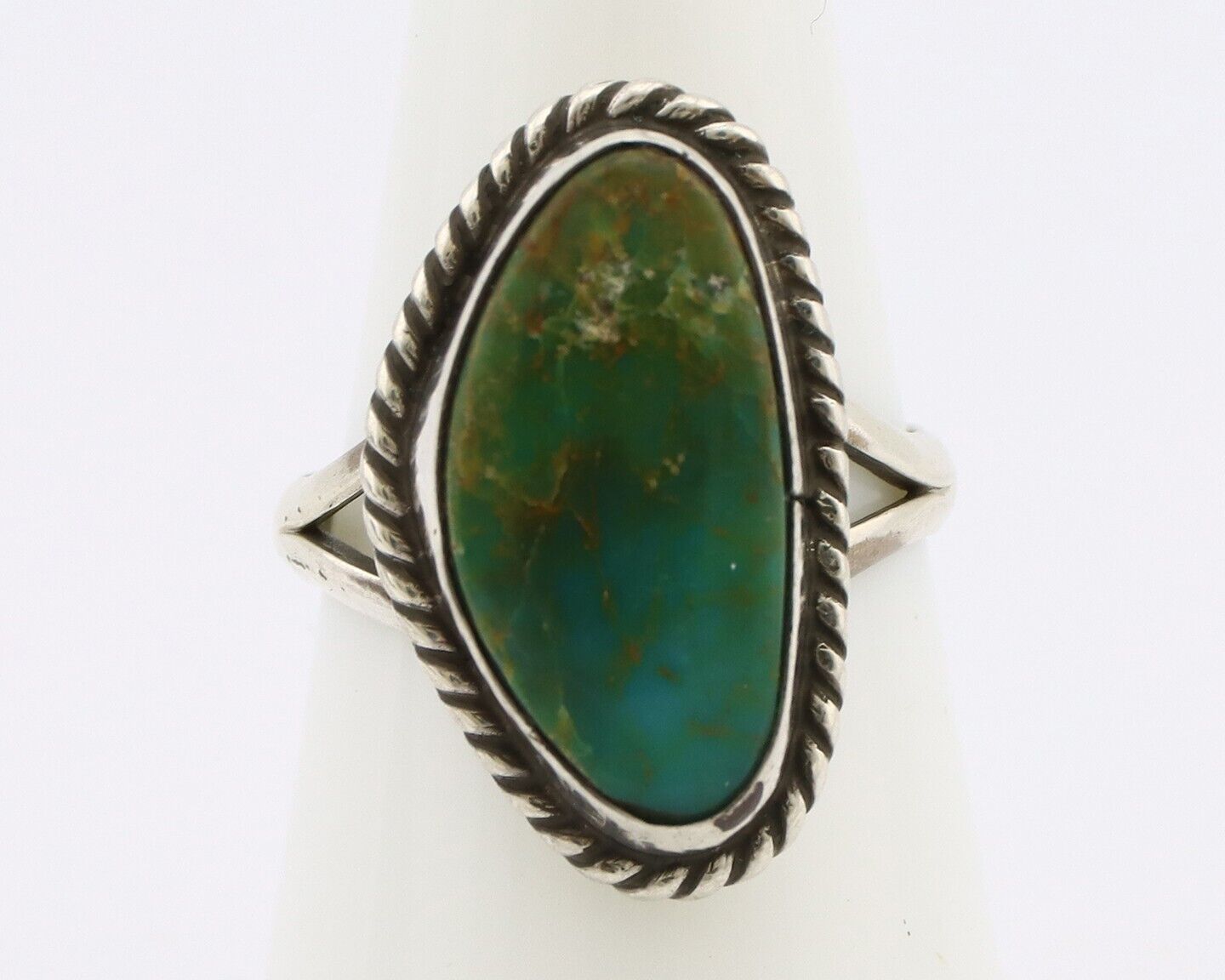Navajo Ring 925 Silver Natural Turquoise Artist Signed Rabbit Stick C.80's