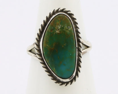 Navajo Ring 925 Silver Natural Turquoise Artist Signed Rabbit Stick C.80's