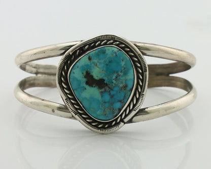 Navajo Bracelet 925 Silver Fox Mine Turquoise Native American Artist C.80's