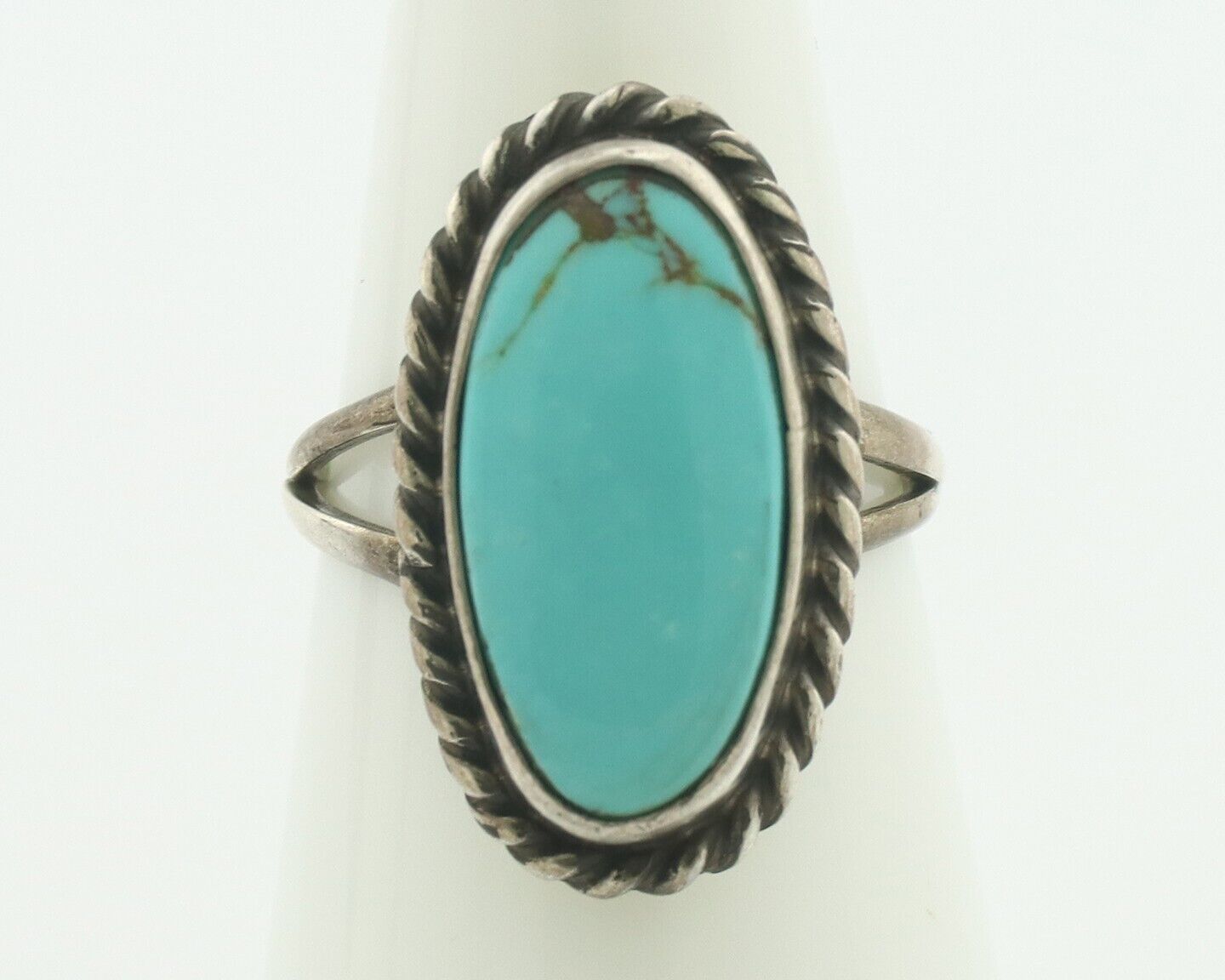 Navajo Ring 925 Silver Natural Blue Turquoise Signed M Montoya C.80's
