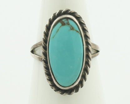 Navajo Ring 925 Silver Natural Blue Turquoise Signed M Montoya C.80's