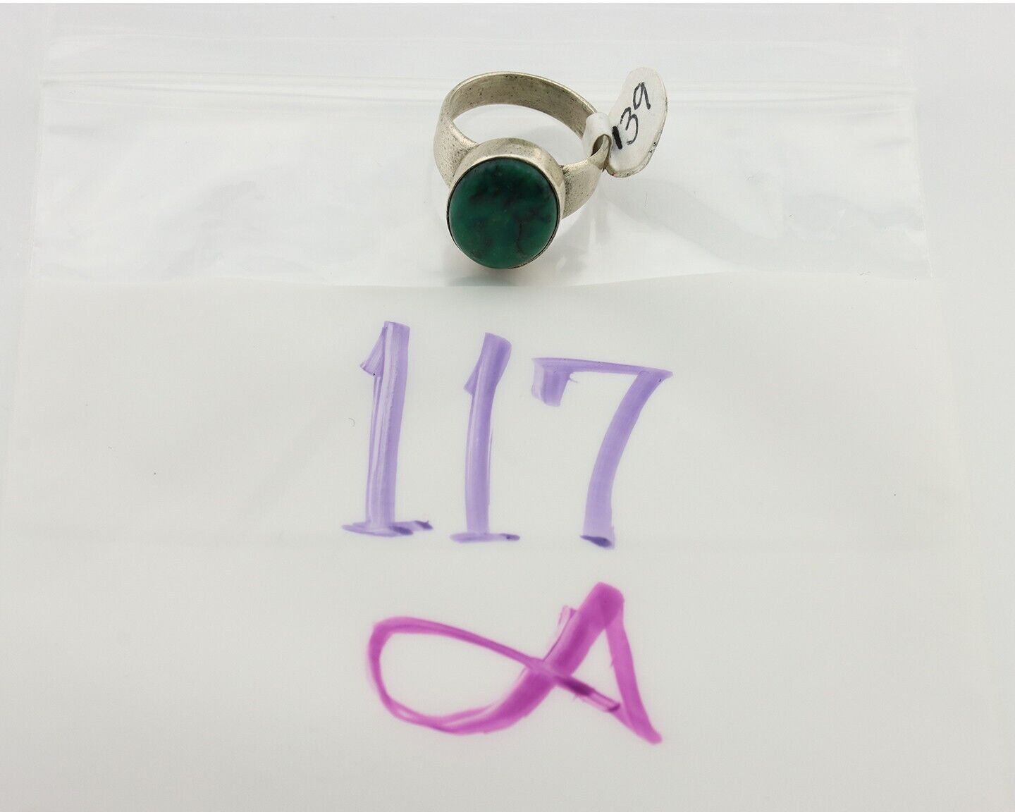 Navajo Ring 925 Silver Natural Green Turquoise Artist Signed Sunrise C.80's