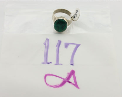 Navajo Ring 925 Silver Natural Green Turquoise Artist Signed Sunrise C.80's