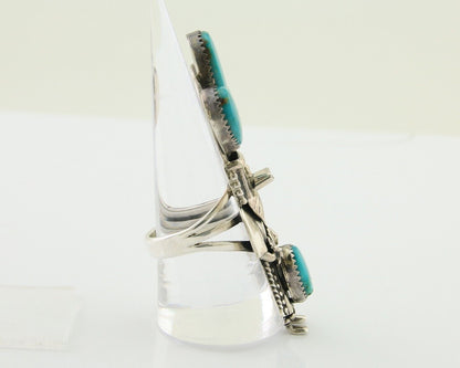 Navajo Kachina Ring 925 Silver Gem Turquoise Signed Broken Arrow C.80's
