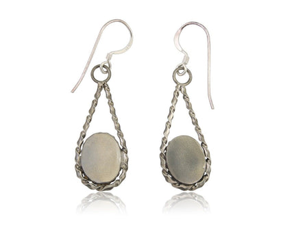 Navajo Dangle Earrings 925 Silver Natural Blue Turquoise Native Artist C.80's