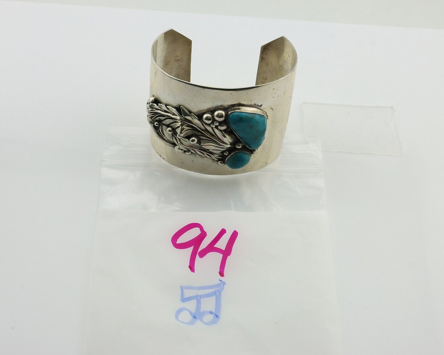 Navajo Bracelet 925 Silver Natural Blue Turquoise Signed David Zachary C.80's