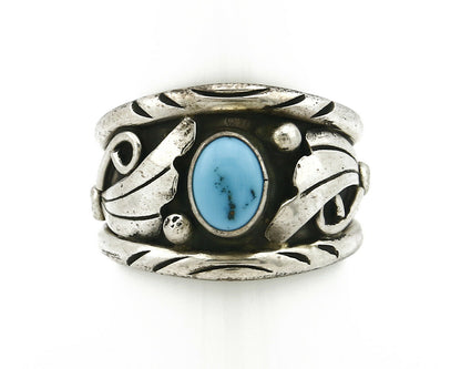Navajo Ring .925 Silver Handmade Sleeping Beauty Turquoise Signed ELA C.80's