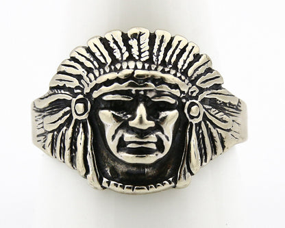 Navajo Warrior Chief Ring .925 Silver Artist Signed Wheeler C.80's Size 11.25
