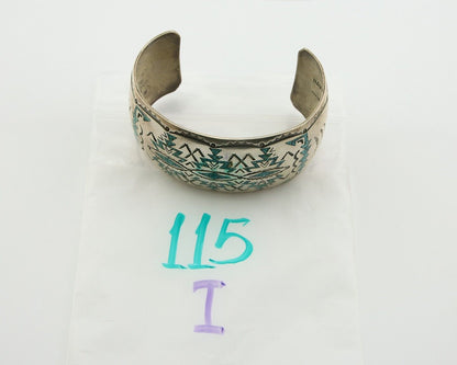 Men Navajo Bracelet 925 Silver Inlaid Turquoise Cuff Artist Signed NAKAI C.80's