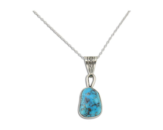 Navajo Necklace 925 Silver Natural Blue Turquoise Artist Tony Guerro C.80's