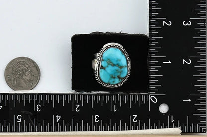 Navajo Ring 14k Sterling Silver Turquoise William Denetdale C.80's Size 12