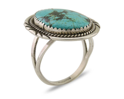 Navajo Ring 925 Silver Natural Spiderweb Turquoise Native Artist C.80's