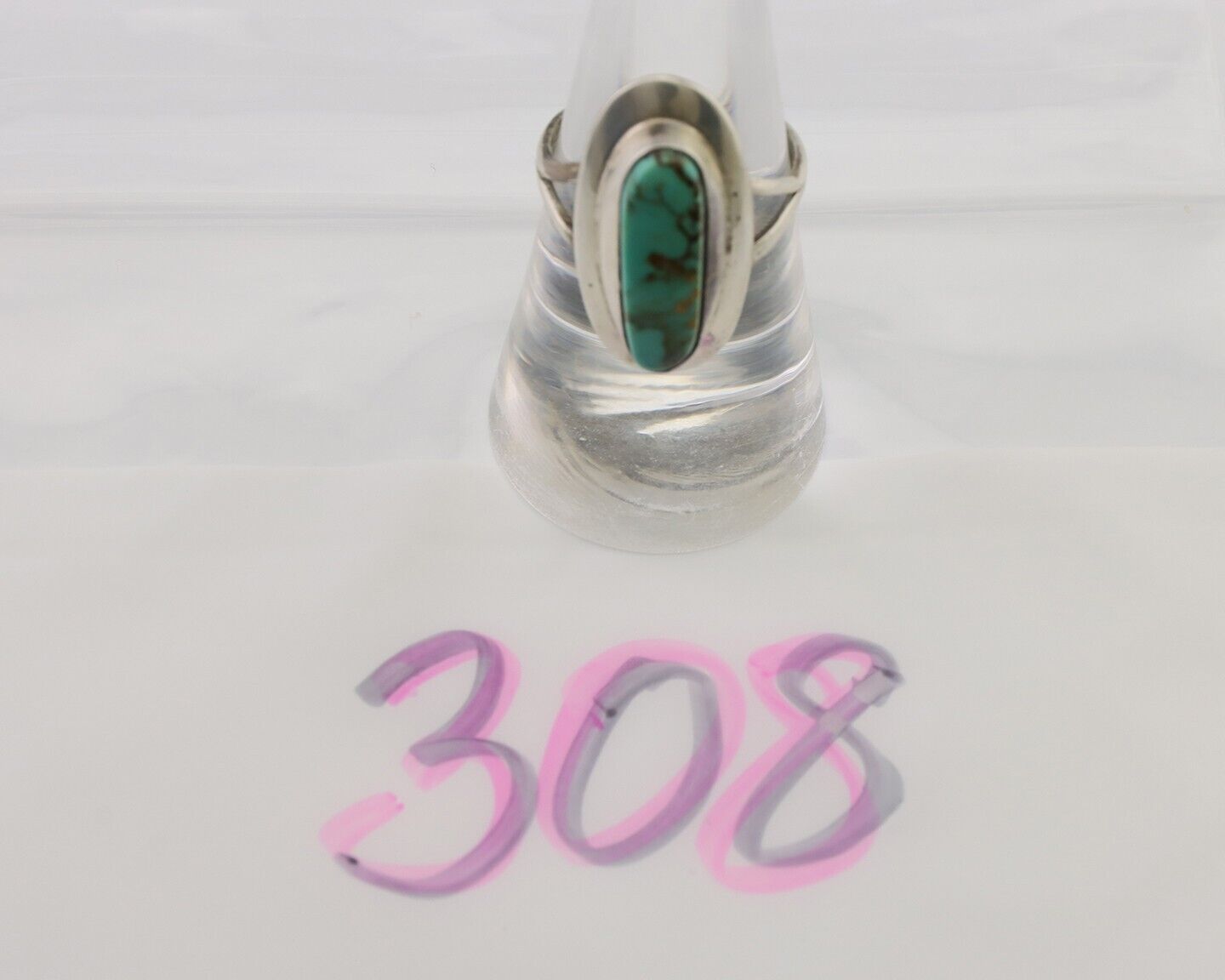 Navajo Handmade Ring 925 Silver Blue Turquoise Artist Signed Kachina C.80's