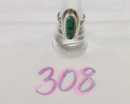 Navajo Handmade Ring 925 Silver Blue Turquoise Artist Signed Kachina C.80's