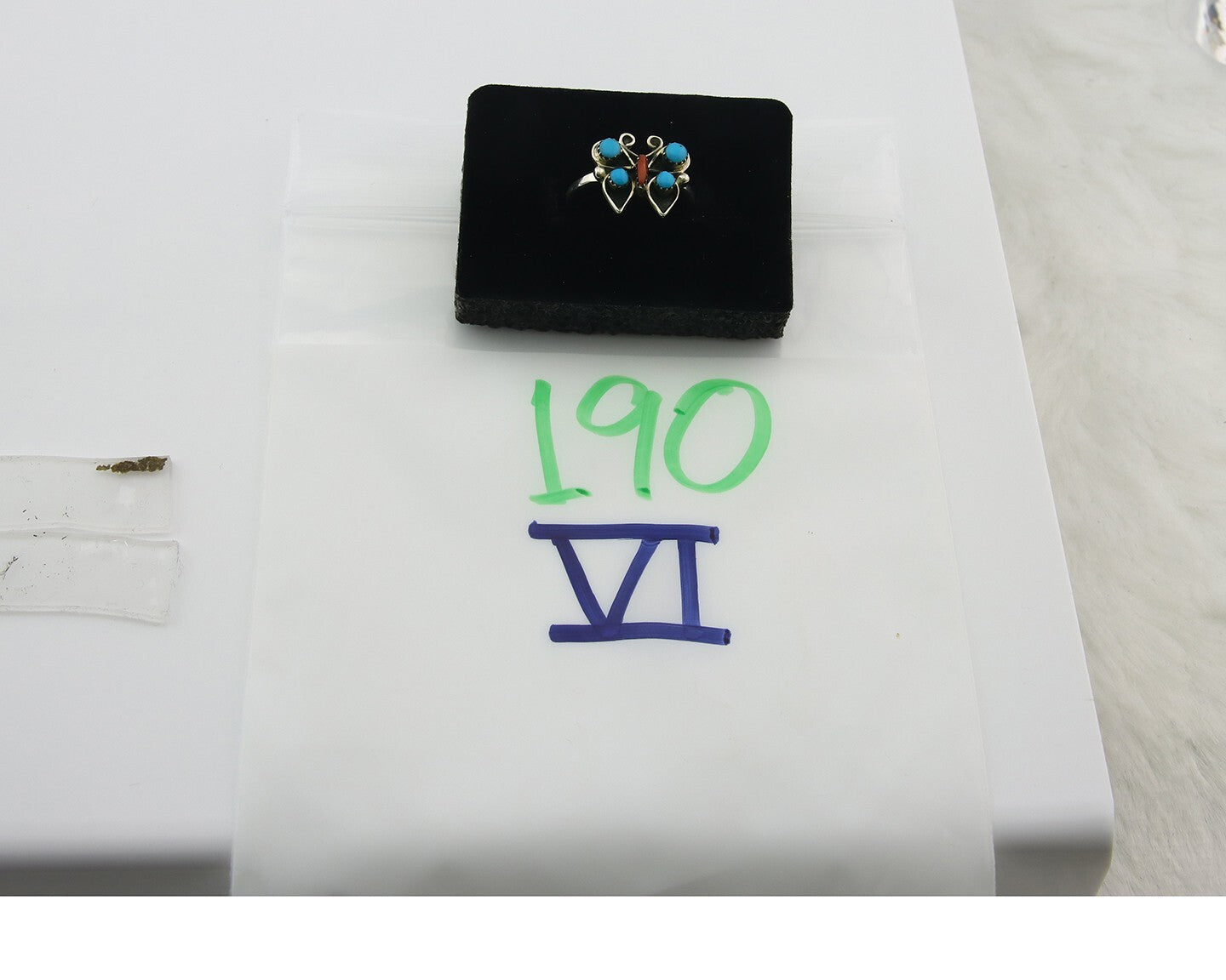 Navajo Butterfly Ring 925 Sterling Silver Authentic Turquoise & Coral Size 8.0