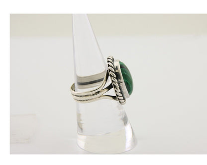 Navajo Ring 925 Silver Natural Malachite Native American Artist C.80's