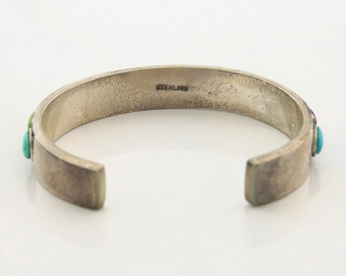 Navajo Cuff Bracelet Sterling Silver Natural Gemstone Vintage Native Artist