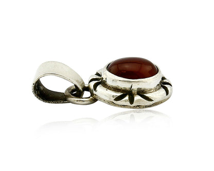 Navajo Hand Stamped Natural Mined Cornelian in .925 SOLID Silver Pendant